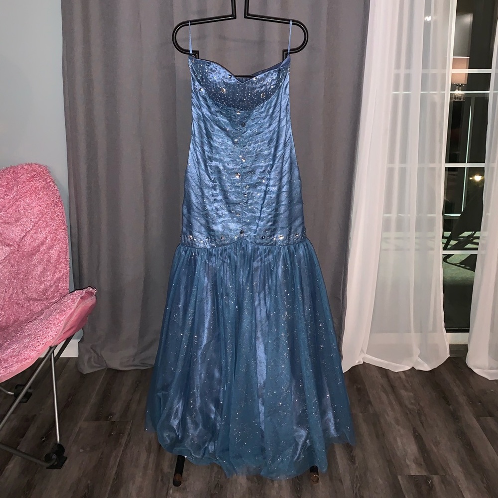 Blue Sparkle Mermaid Prom Dress